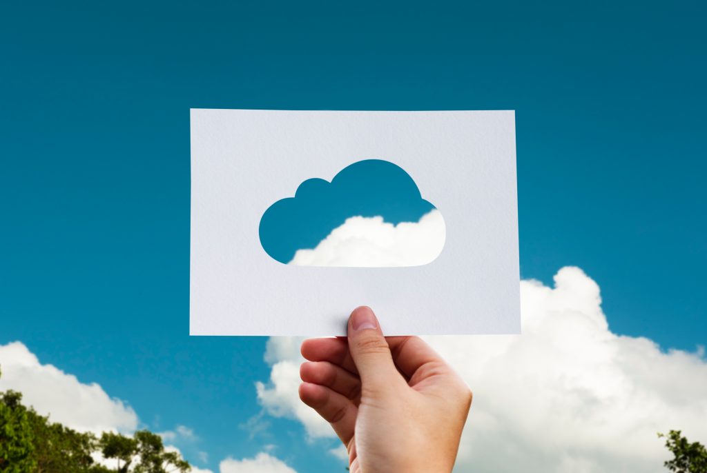 paper art cloud blue sky